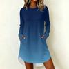 Women's Casual Long Sleeve Printed Neck Dress