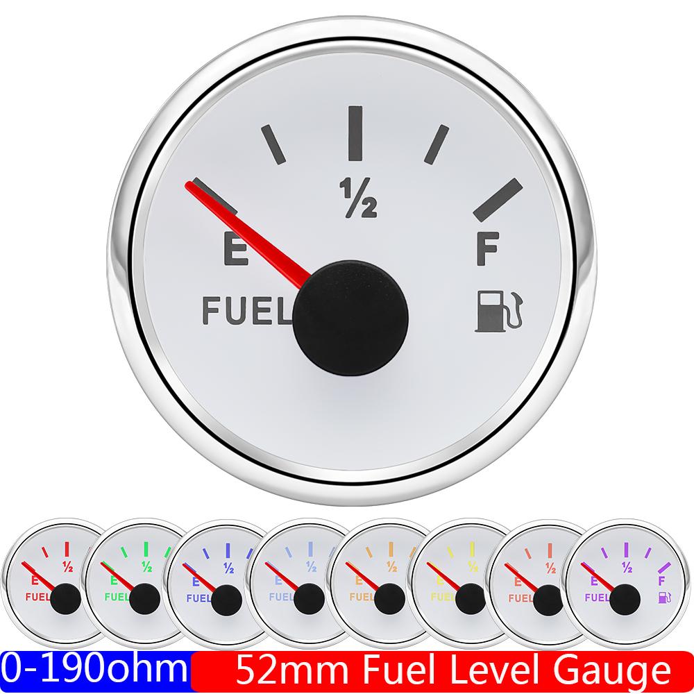 

0-190 Ом 52 мм указатель уровня топлива + поплавковый датчик уровня топлива 8 цветов световой индикатор уровня масла для бензина, дизельного топлива, автомобиля, лодки, яхты 12 В, 24 В