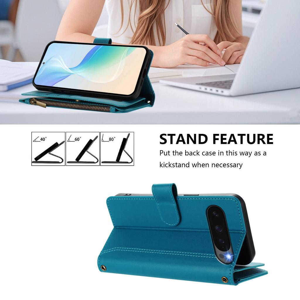 Crossbody Card Solt Zipper Wallet Book Case For Google Pixel 9 Pro XL 9A 8 8Pro 8A 7A 7 Book Pocket Bag Long Lanyard Stand Cover