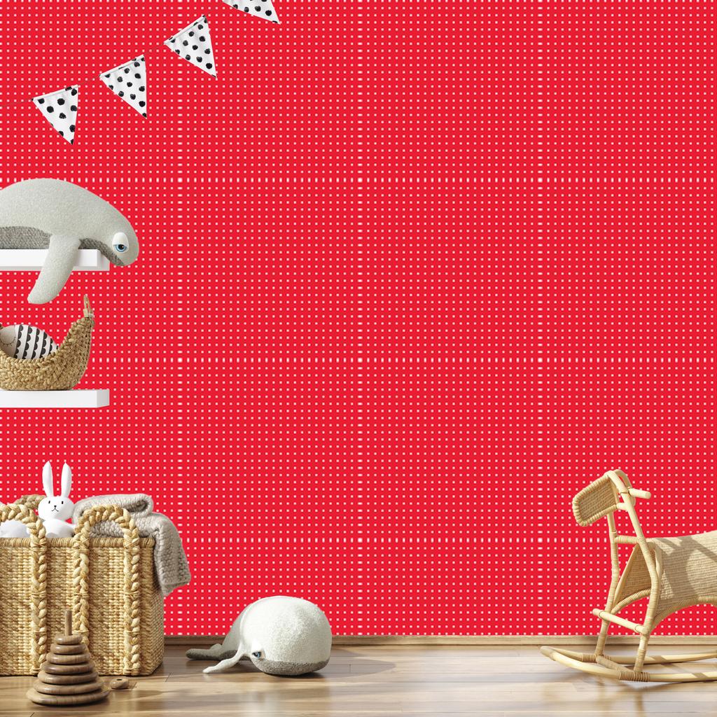 Dots wallpaper, red background, red center, 50x1000