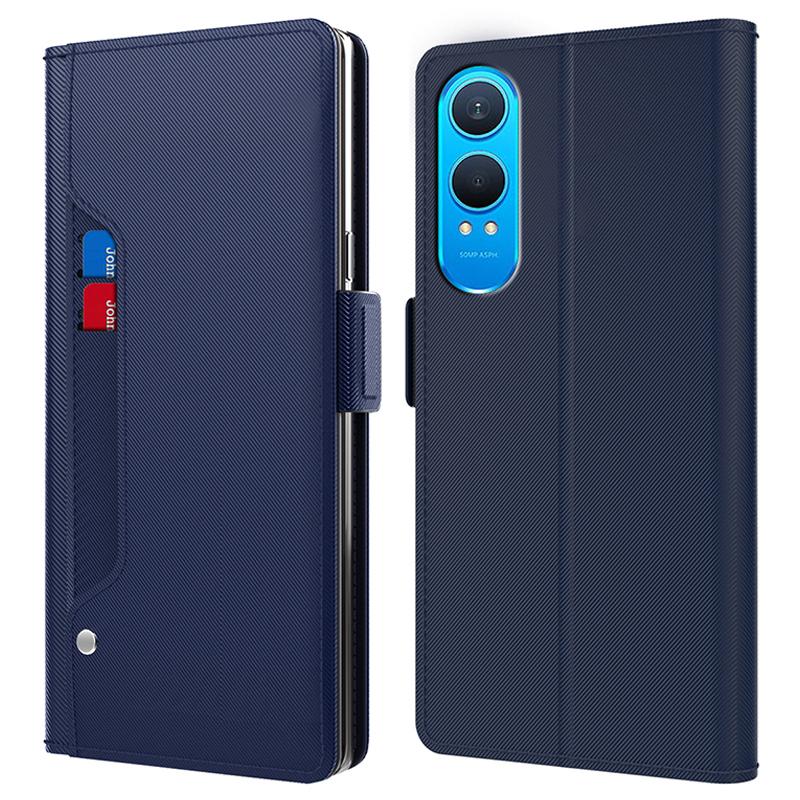 

For OnePlus Nord CE4 Lite 5G Case Mirror Design PU Leather Phone Cover Card Holder Blue