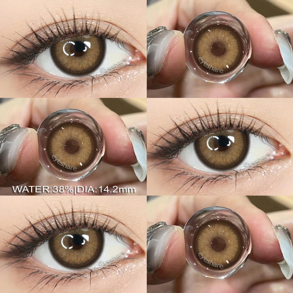 Eyeshare Colorful Contact Lens 2pcs Wusu Series Brown Lens Black Beauty Pupils Natural Look Yearly Contacts