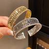 Geometric Zircon Round Multilayer Open Cuff Bracelet For Fashion Women