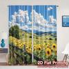 2pcs   2D FLAT PRINTING Curtains (Without Rod) Sunflower Valley Chic Window Curtain Durable Polyester Curtains All Seasons