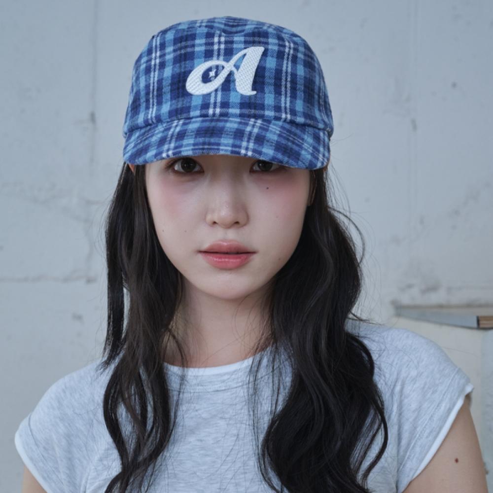 

Allincomplete A Check Fillbox cAp 2 Colors Blue Check (Pillbox Cap)