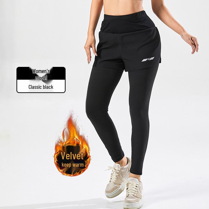 

Unisex Quick-Dry Marathon Pants with 5 Pockets, Superfine Fleece, Two-Piece Design, Full Waist, for Autumn and Winter Running 2XL (150-170 jin)