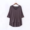 V-Neck Batwing Sleeve Women's Casual Solid T-Shirt - Spring/Summer Korean Plus Size