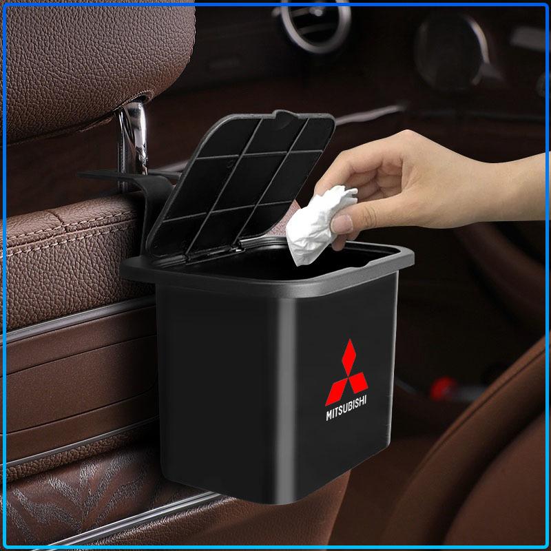 Car Trash Can Portable Hanging Vehicle Garbage Case Stickers For Mitsubishi Lancer Lancer ASX Outlander 2 3 Pajero Mirage exzos Pajero 4