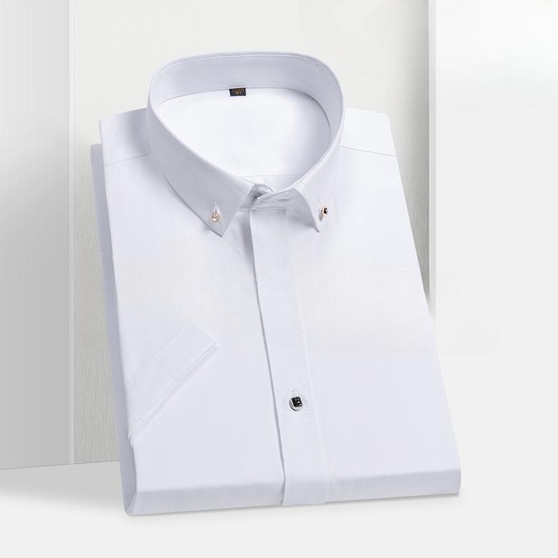 

Летняя молодежная мужская белая рубашка с коротким рукавом, рабочая одежда, профессиональные повседневные рубашки, деловые повседневные формальные топы 44