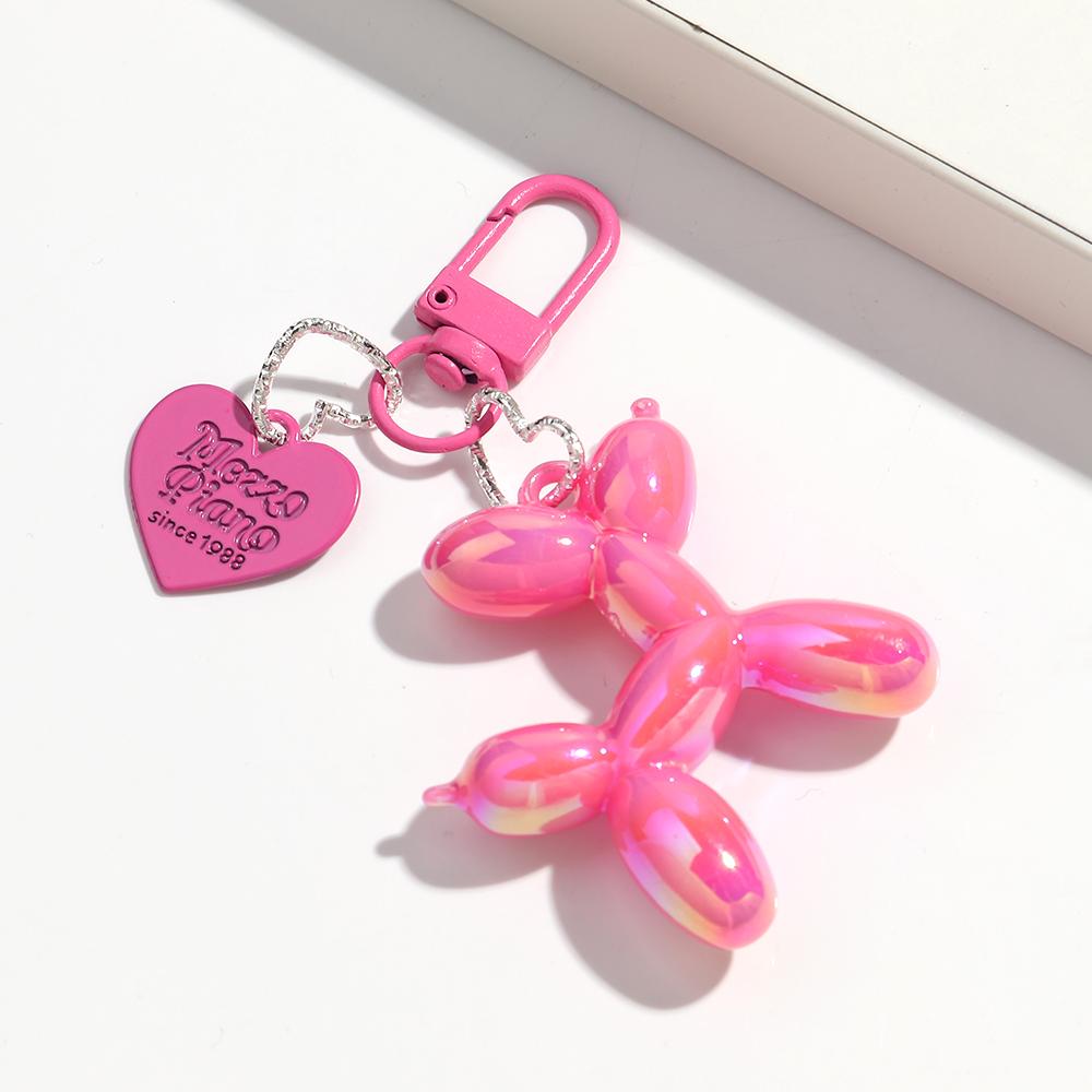 Kreativer Großer Ballon Hund Herz Schlüsselanhänger für Frauen Mädchen Niedlich AB Bunt Acryl Hund Schlüsselanhänger Handy Tasche Anhänger Zubehör Geschenke