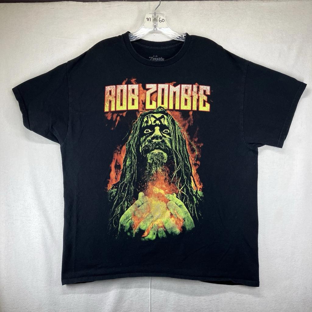 Rob Zombie T-Shirt Size XL Big Colorful Front Graphic Blaze Flame All Cotton