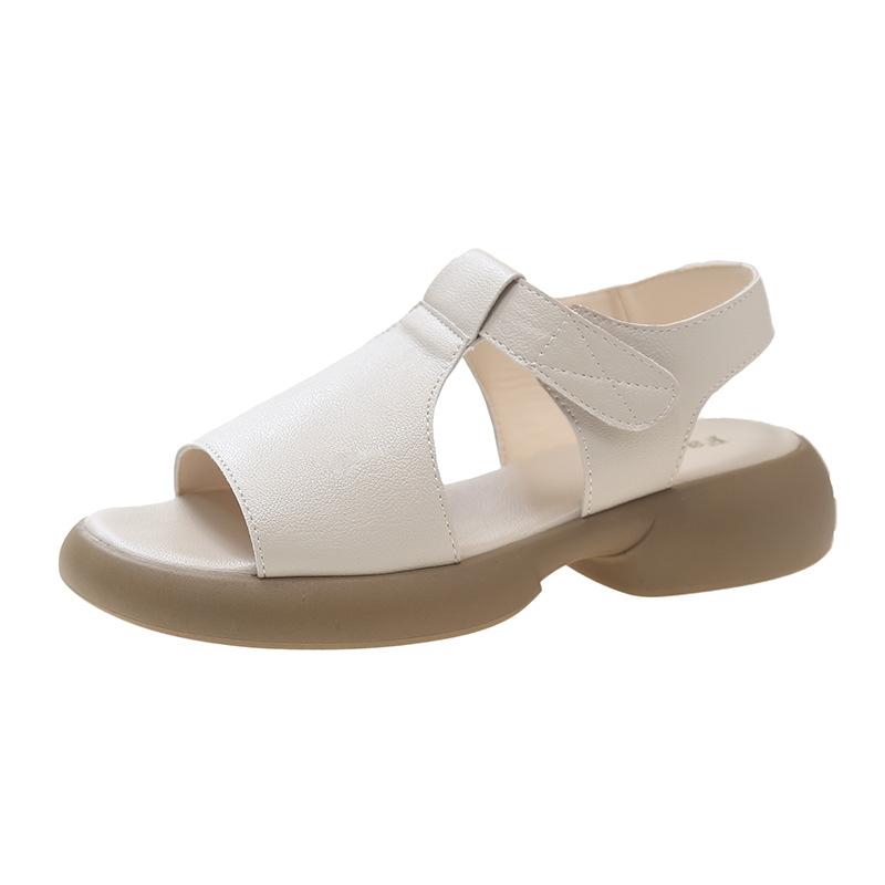 Auf Scheiße treten Sandalen Damen hohl offene Zehen Französische Kreuzriemen Dicke Sohle Dicke Absätze High Heels Strandschuhe mit bequemen Röcken