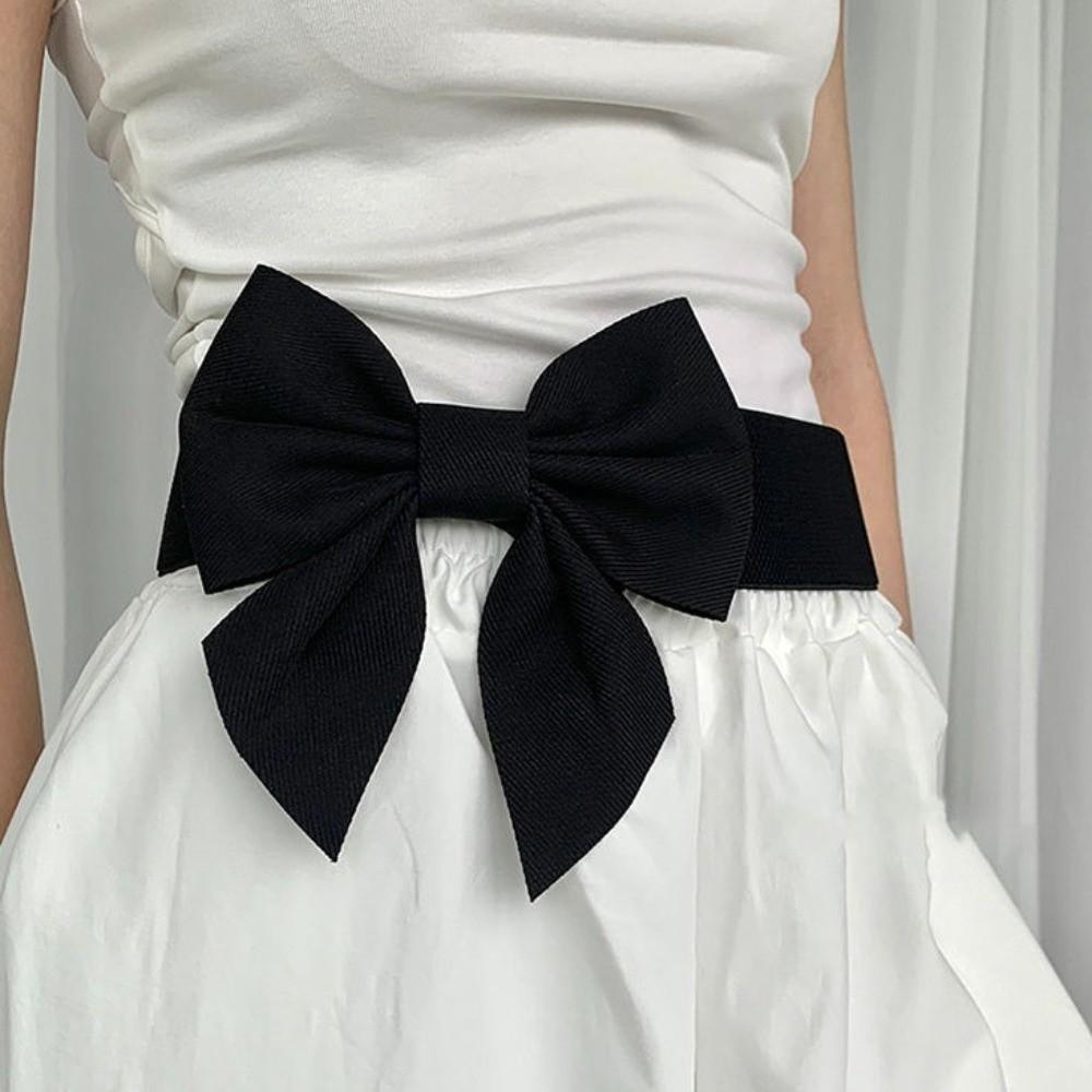 Elastic Wide Waistband Soft Evening Dress Belt Vintage Large Bow Belt  Skirt Accessories