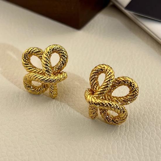 1 Pair Stud Earrings Twist Design Copper Ear Studs Simple Style Everyday Wear Earrings Versatile Fashion Accessory