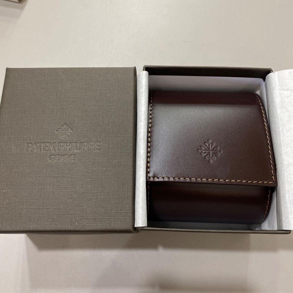 Used Patek Philippe watch case, beautiful condition, rare, brown, watch accessory, for storage, for travel or moving, protection