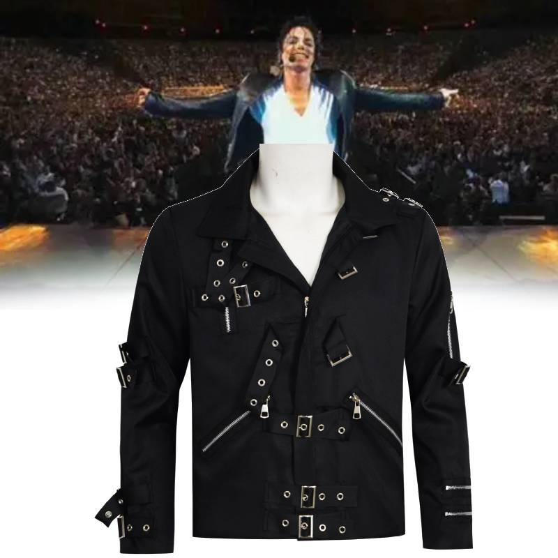 Michael Jackson Cosplay Stage Punk Jacket With Metal Details For Performers