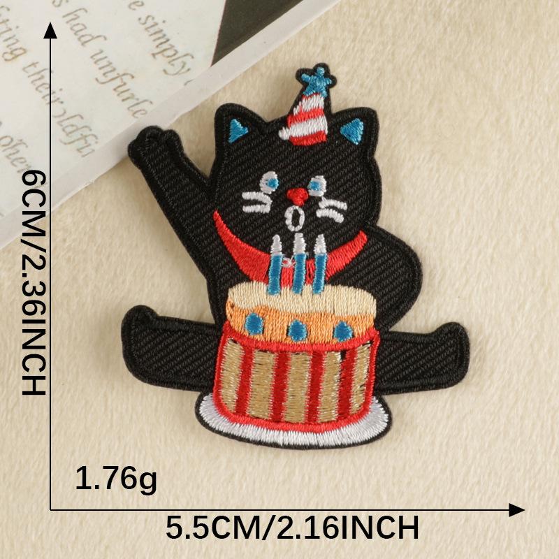 Cartoon Kitten Embroidered Patches: Self-Adhesive for Clothing, Shoes & Hats