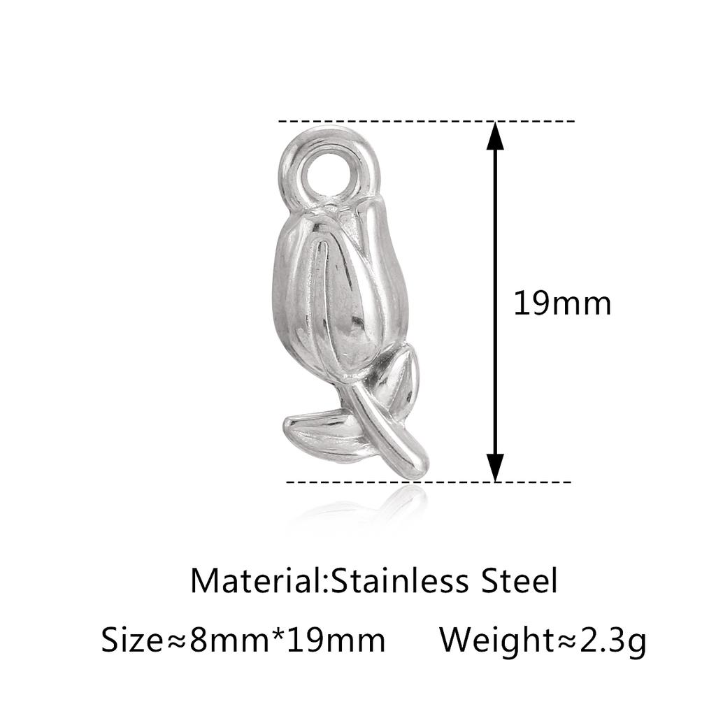 3PCS Cute Tulip Flower/Bow/Four Leaf Clover Charms for Jewelry Making Stainless Steel Star Pendant DIY Bracelet Necklace Earring