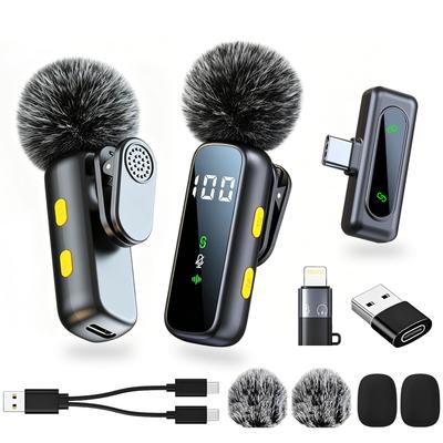 [2026 New Model Pin Microphone] LolyyDens Wireless Pin Microphone for iPhoneiPadAndroid, 2-Person Simultaneous Use, Instant Connection, Noise