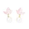 New pink oil drop petal earclips temperament versatile gold-plated imitation pearl earrings women's earless earrings earrings