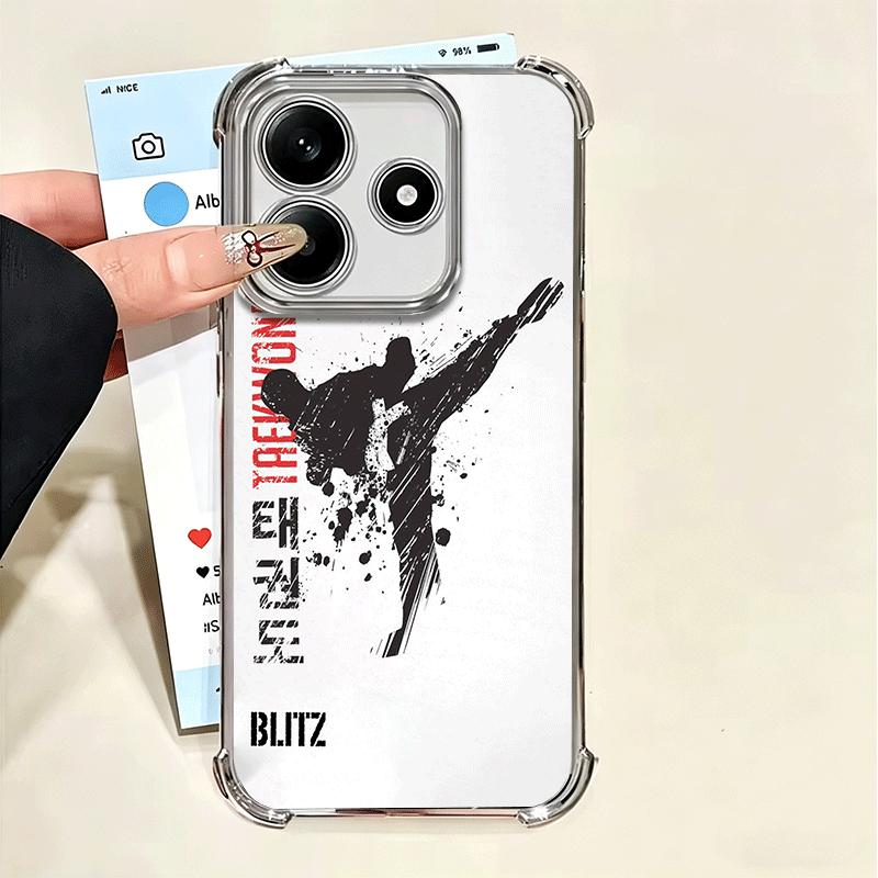 Taekwondo Kungfu Desgin Plating Phone Case For Xiaomi Poco X5 X6 X7 X8 Pro Max F8 Ultra F7 M8 M7 M5S Redmi 15C 15 14C 13C 13 X3