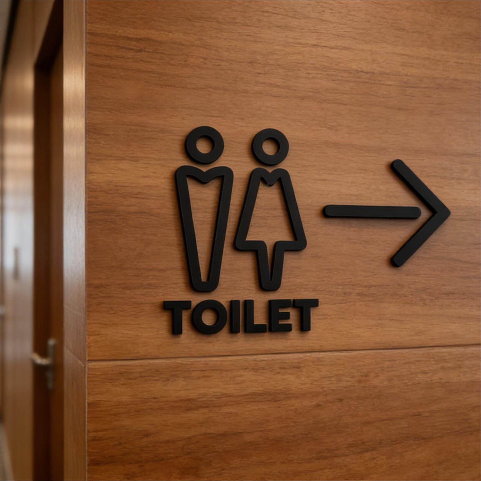 

3D Acrylic Toilet Sign Self Adhesive Arrow Door Decor for Restaurant Hotel Halloween Christmas 20 cm срібний