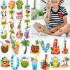54pcs Temporary Tattoo Stickers Pineapple Hawaii Palm Tree Cartoon Cute body Art Sticker  Waterproof Semi-Permanent Fake Tattoo