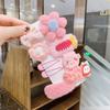 Pretty Hair Accessories for Baby Girls 5 PCS Mini Hair Clips Set Sweet Candy Color Bow Flower Fabric Side Clips