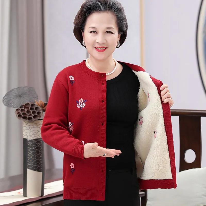 Cardigans Plus Size Grandma Knitting Sweater New Middle-aged and Old Women Sweater Cardigan