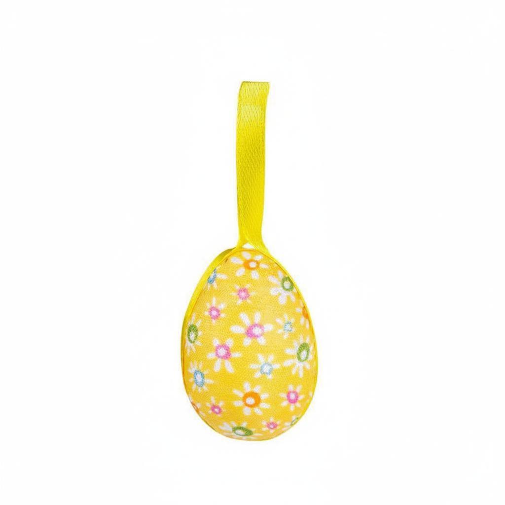 Easter Oval Decoration Easy to Hang Textile Wrapped Oval Ornaments Hanging Easter Eggs Finely Crafted Colorful Foam Eggs