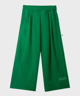 Yankoaleupeu Diploma Embroidered Wide Double-Pleat Sweatpants - Green