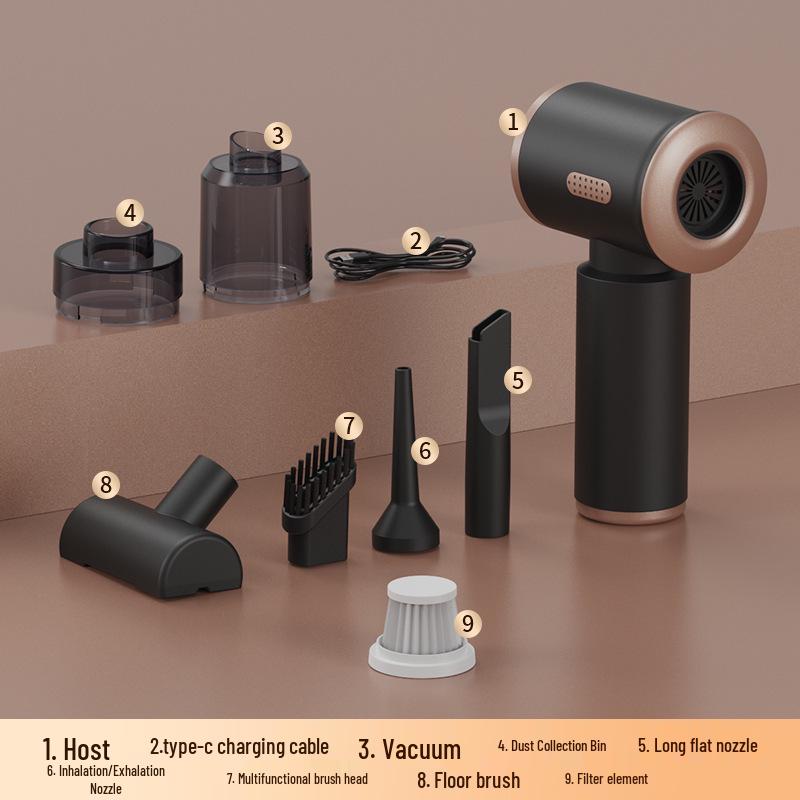 

Беспроводной ручной пылесос для автомобиля и дома: Выдув и всасывание, Мини-пылеудалитель, Мощное всасывание, Портативный очиститель чёрный