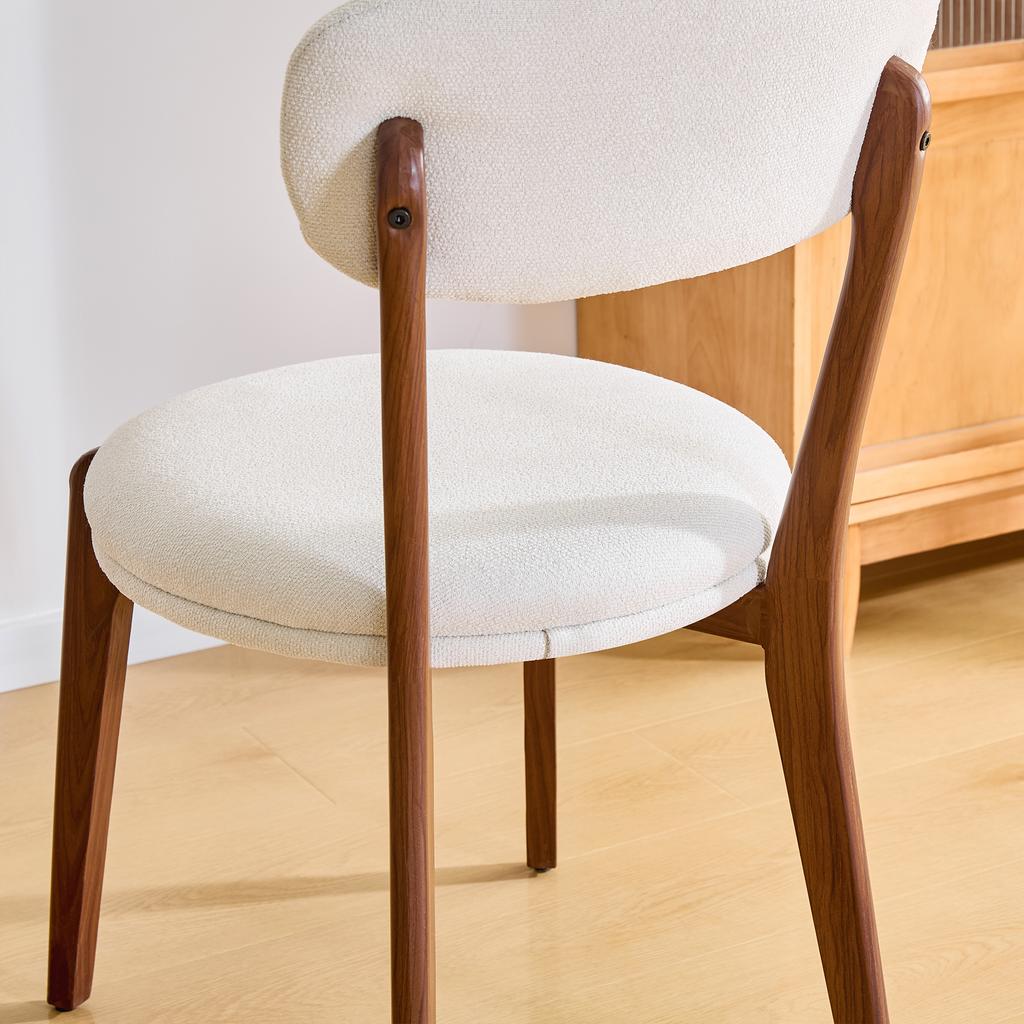 2-Person dining chair set, made of linen fabric, comfortable and with seat cushion, is mid-century modern style, ideal for dining room and kitchen.