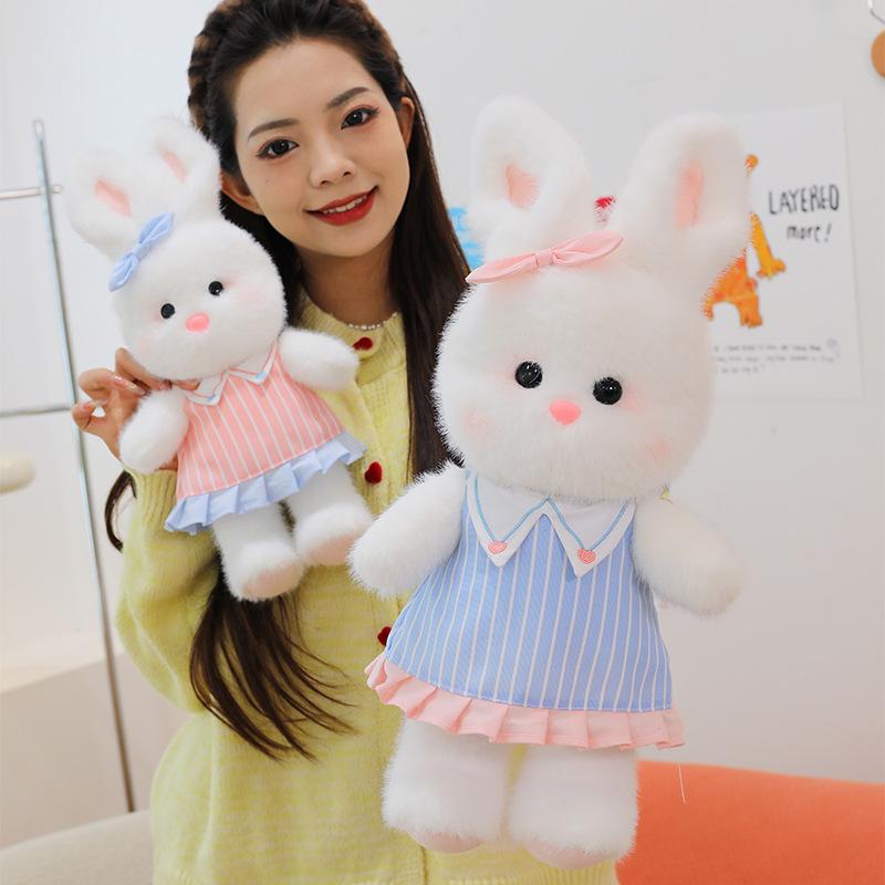 Cute Striped Skirt Nini Rabbit Plush Toy Girl Birthday Gift Chinese Valentine's Day Confession Doll Home Pillow
