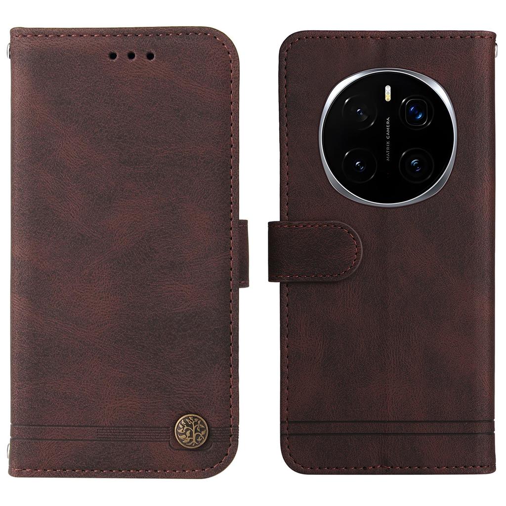 Dla Honor Magic7 Pro 5G Skórzane Etui Portfelowe Skóra w Dotyku Pokrowiec na Telefon Stojak z Paskiem