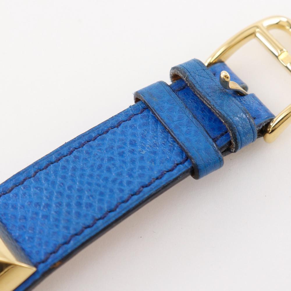 HERMES Medor Watches WhiteDial Plated Gold/leather Quartz Analog display Women Used
