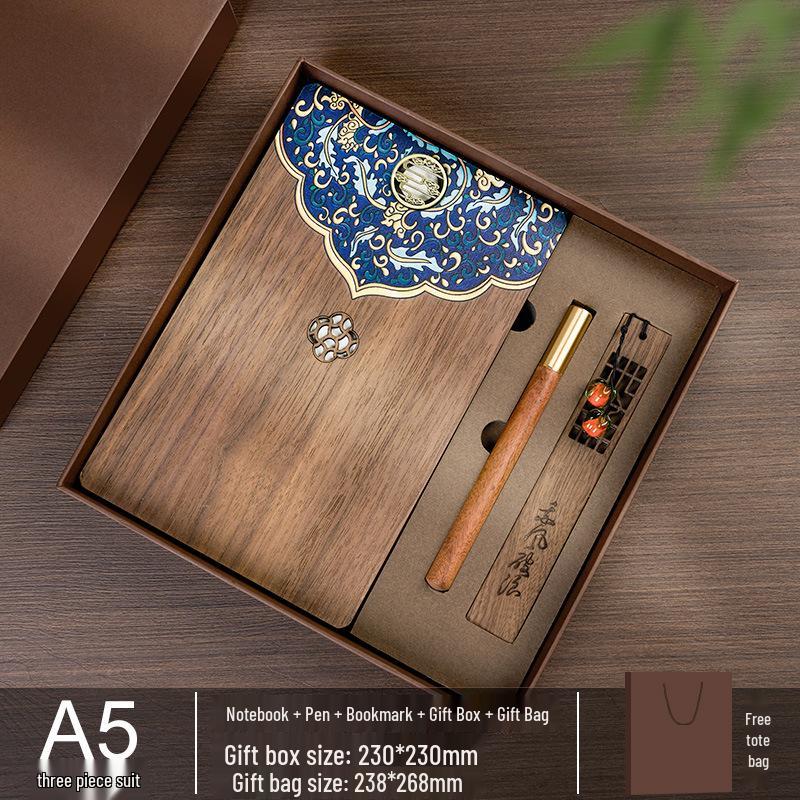 Custom Wooden Notebook & Thermos Gift Set: Plum, Orchid, Bamboo, Chrysanthemum Designs for Teachers & Clients, Perfect for Graduation Season