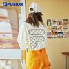 Fila Fusion QR Print Letter Round Neck Pullover Short Sleeve T-Shirt Unisex T-Shirt Antique-White T11U326102FIV