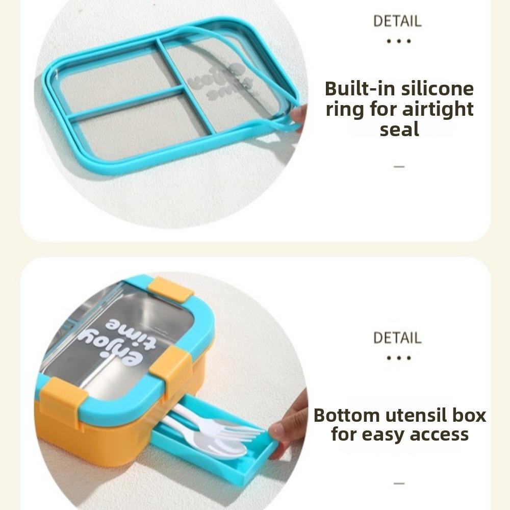 Leak-proof Divided Compartments Insulated Lunch Box Sealed Lid Food Container School Lunch
