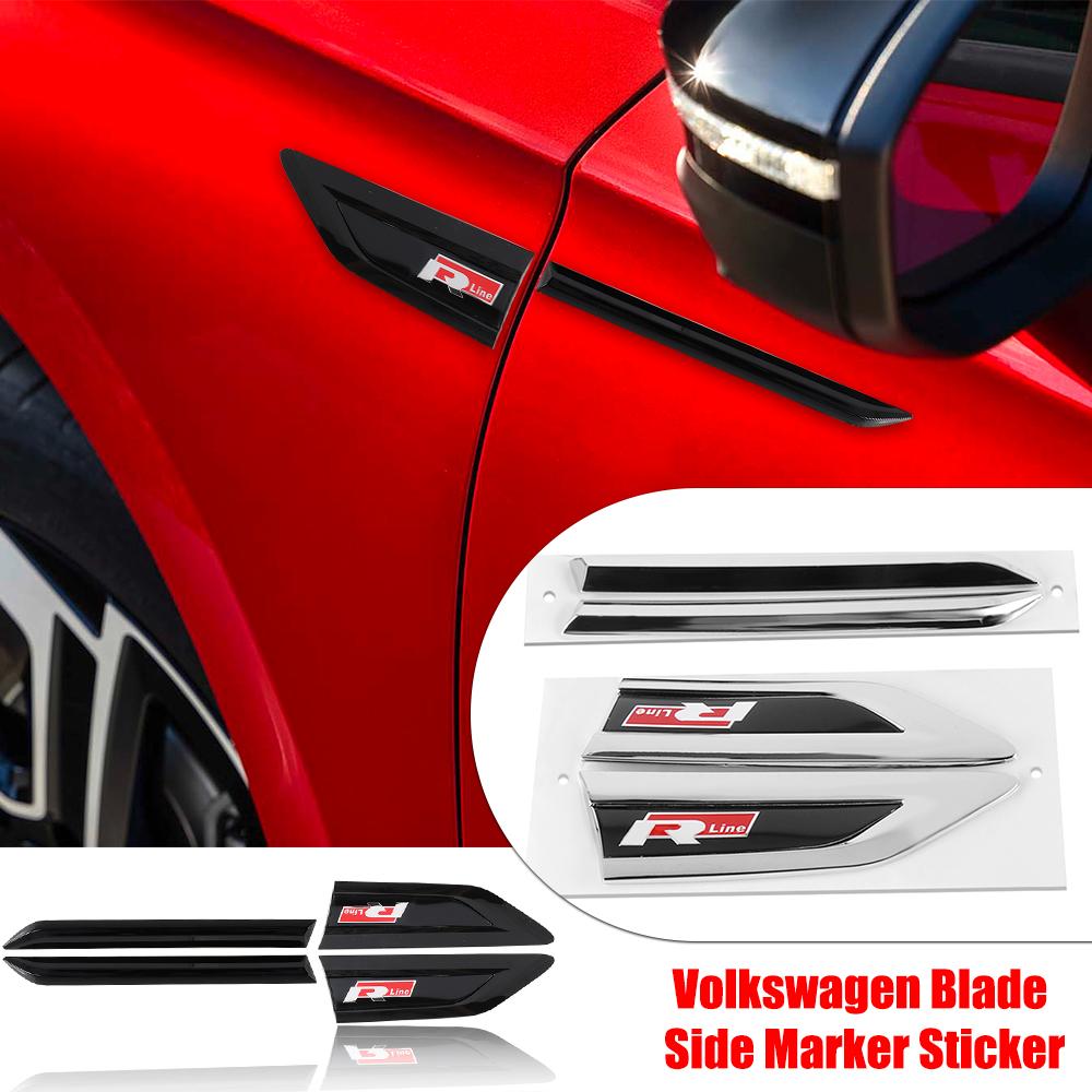 For VW 17 to 17 years ago Tiguan L Cool 2pcs Car Body Fender Side 3D ABS Plastic Knife Side Emblem VW Rline GTI Logo Valve Cap NG5