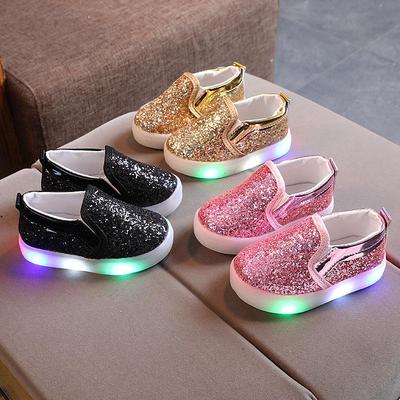 2023 Nuevos zapatos de lentejuelas luminosas para niños de estilo coreano: Casual, Deportivo, Bebé, Zapatos de tabla