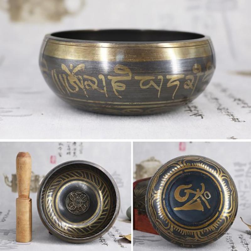Buddha Sound Bowl Tibetan Bell Yoga Meditation Bowl Metal Singing Bowl Striker