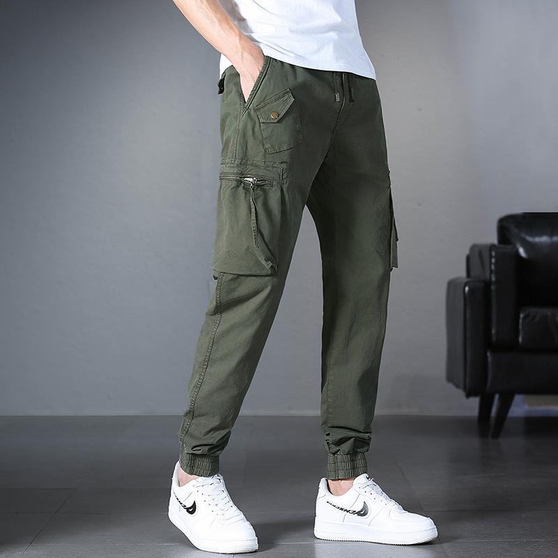 New Men's Fashion Multi-pocket Drawstring Overalls Elastic Loose Outdoor Versatile