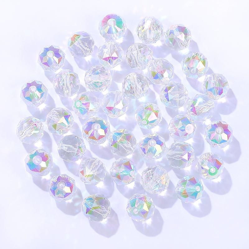 8mm/10mm Transparent Austria Crystal Glass Beads Roundle Spacer Loose Bead for DIY Bracelet Necklace Jewelry Making Accessories