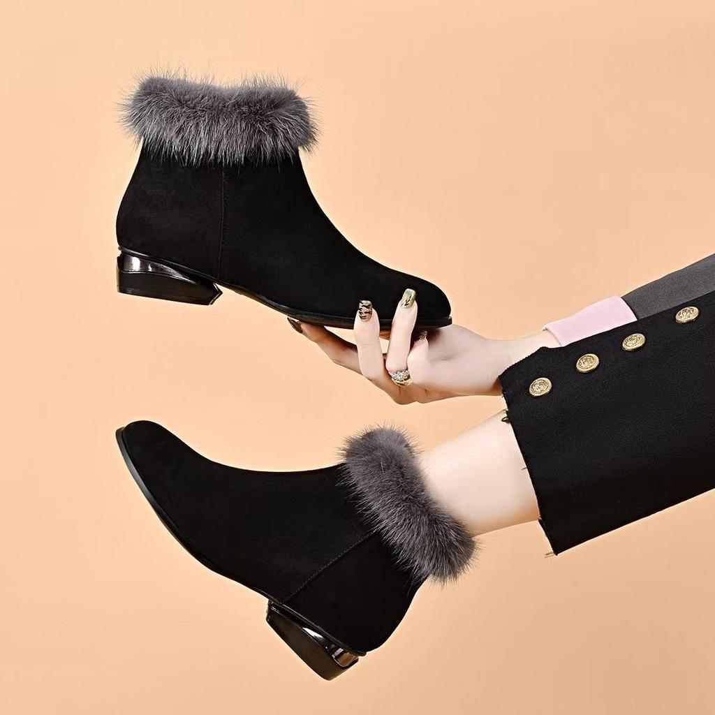 Women's Winter Boots Luxury Ankle Casual  Warm Outdoor Wedge  Heel Short Comfortable Shoes For Women