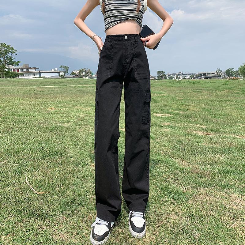 High Street Straight Work Trousers Women Spring and Autumn High Waist Loose Thin Casual Wide Leg Trousers