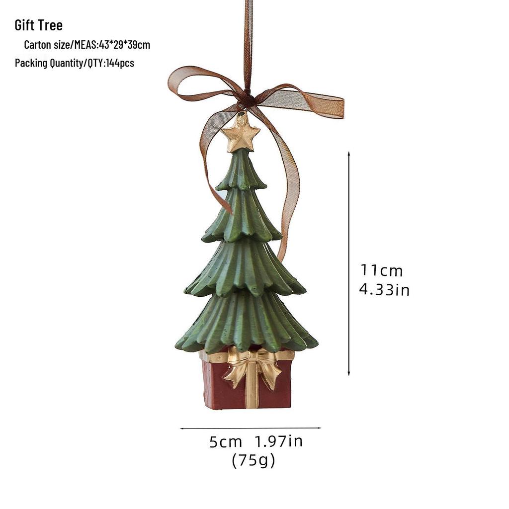 Luxury 3D Retro Resin Christmas Tree Ornaments: Old Man Bell Pendant with Gift Bag