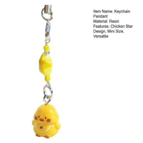 Keychain Pendant Resin Smooth Shiny Mini Size 3D Yellow Chicken Star Bead Design Keyring Bags Mobile Phone Lanyard