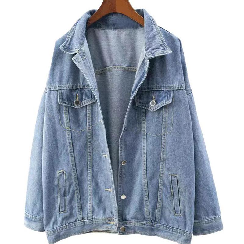 Extra Large Size Women's Denim Jacket Women's Korean Version Loose Student  Jean Jackets Top L-5XL