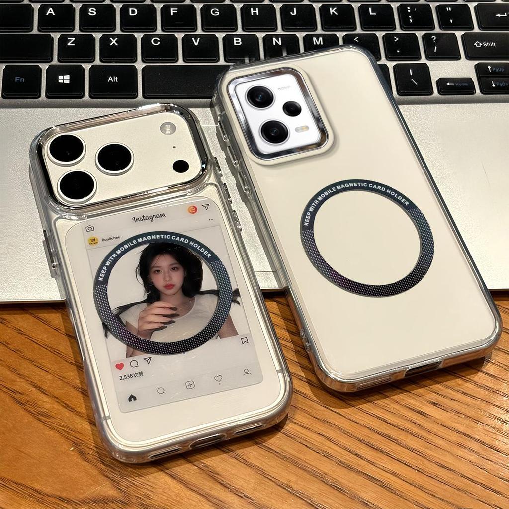 Magnetic Clear Phone Case for Xiaomi Redmi Note 12 Pro+ 5G,12 Pro 5G,POCO X5 5G Card Insert DIY Photo Holder Soft TPU Cover